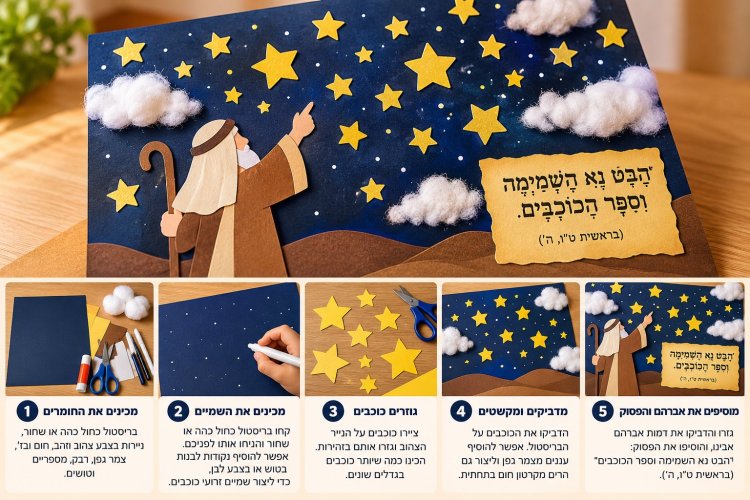 יצירה לפ"ש לך לך יצירה לפרשת לך לך: בואו להכין שמיים מלאים בכוכבים!